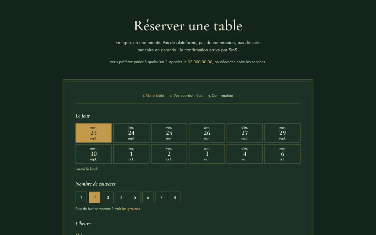 Table booking, Brasserie du Vieux Marché