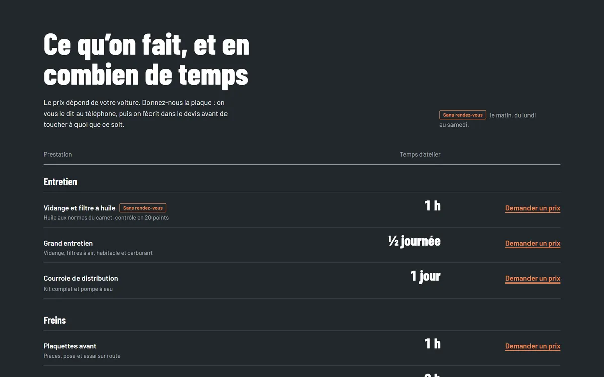 3-field quote, callback with a price, Garage des Trois Ponts