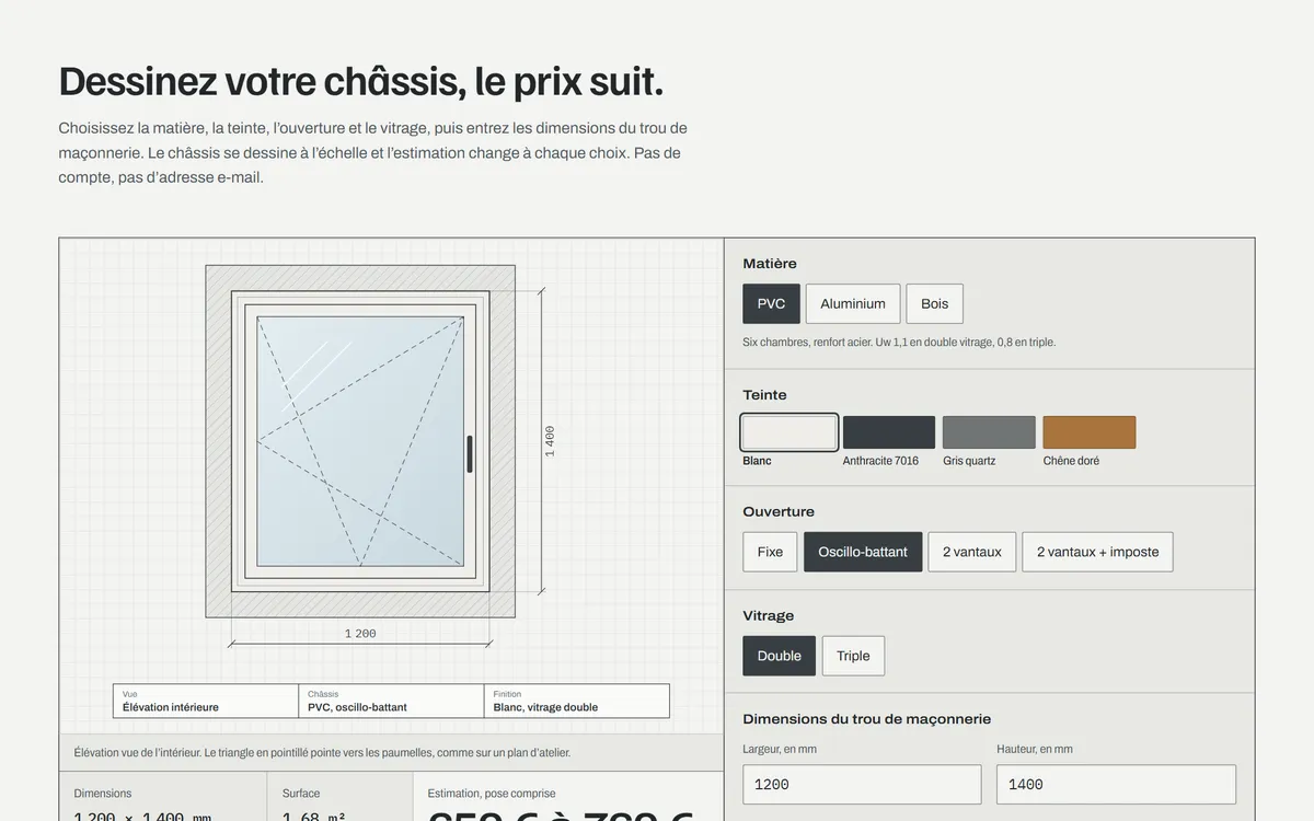 Live configurator and estimate, Grandmont